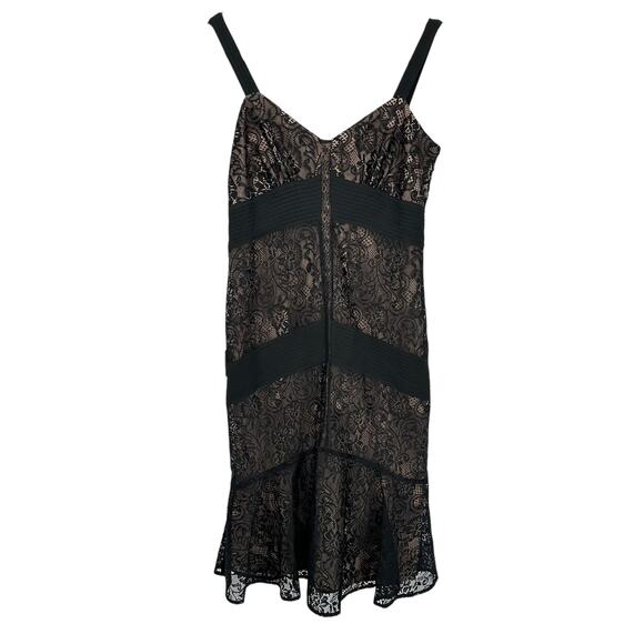 Ann Taylor Loft Dress Womens 6P Black Lace Nude Lined Cocktail Coquette - Picture 1 of 6